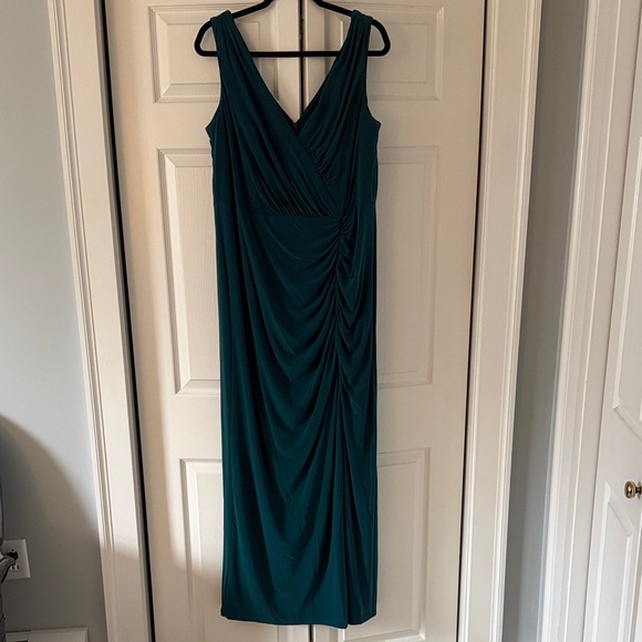 David's Bridal Dresses & Skirts - Elegant Teal Ruched V-Neck Maxi Dress From David’s Bridal